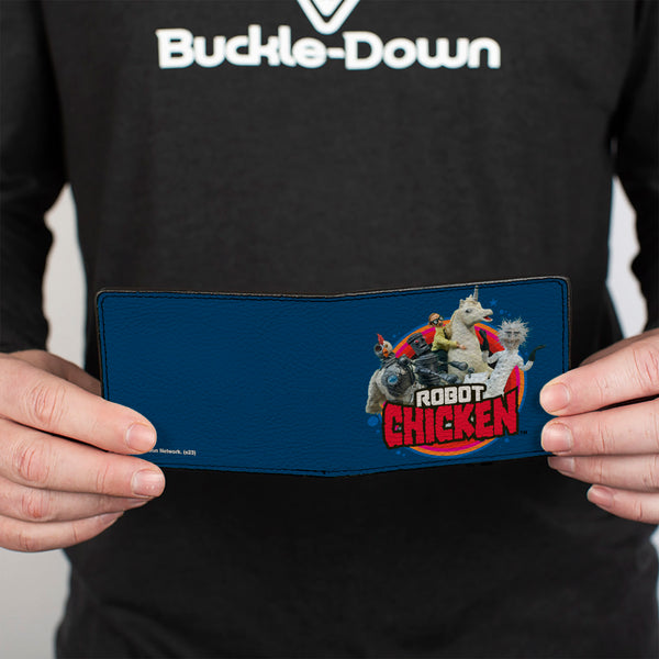 Buckle-Down Bi-Fold Wallet - ROBOT CHICKEN Title Logo And Group Pose Blue