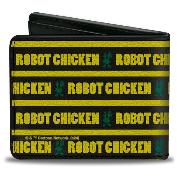 Buckle-Down Bi-Fold Wallet - ROBOT CHICKEN Title Logo Stripe Black/Yellow/Green