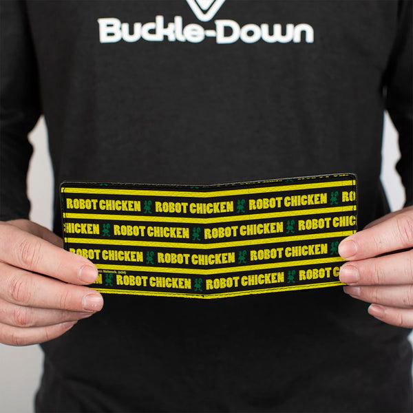 Buckle-Down Bi-Fold Wallet - ROBOT CHICKEN Title Logo Stripe Black/Yellow/Green