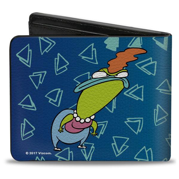 Buckle-Down Bi-Fold Wallet - Rocko's Modern Life Bev Bighead 2-Poses Blues White