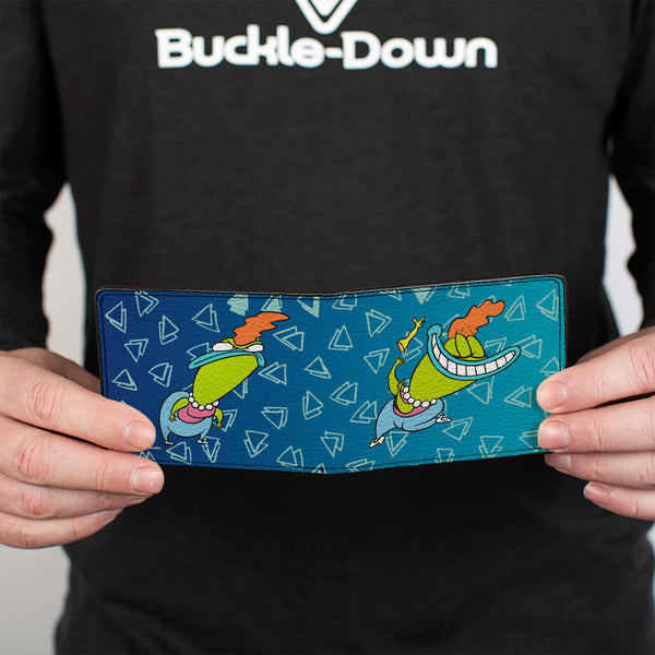 Buckle-Down Bi-Fold Wallet - Rocko's Modern Life Bev Bighead 2-Poses Blues White