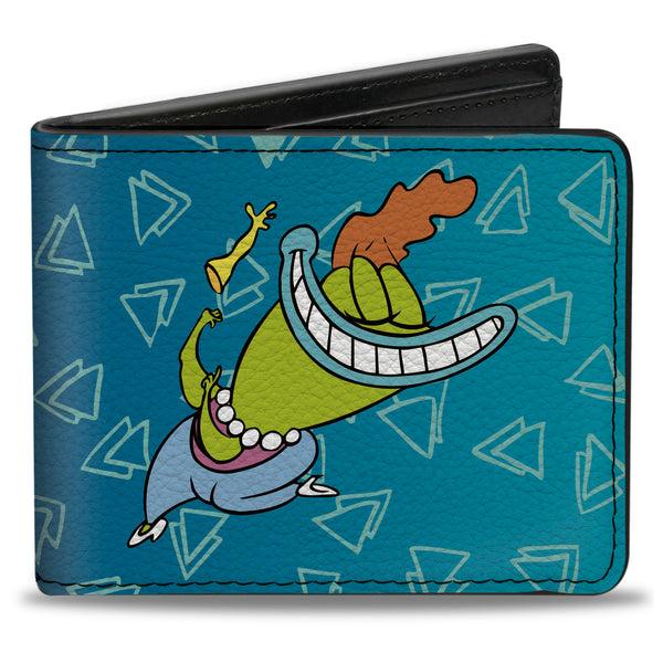 Buckle-Down Bi-Fold Wallet - Rocko's Modern Life Bev Bighead 2-Poses Blues White