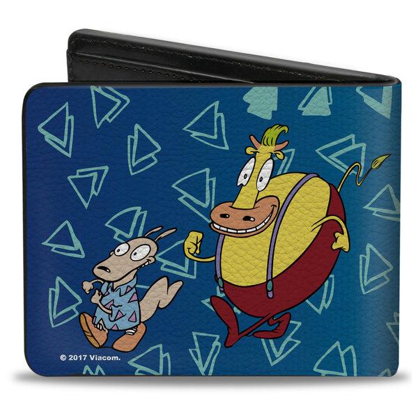 Buckle-Down Bi-Fold Wallet - Rocko's Modern Life Rocko & Heffer 2-Poses Blues White