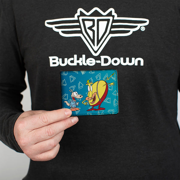 Buckle-Down Bi-Fold Wallet - Rocko's Modern Life Rocko & Heffer 2-Poses Blues White