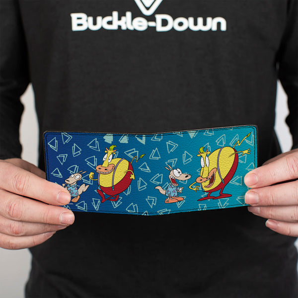 Buckle-Down Bi-Fold Wallet - Rocko's Modern Life Rocko & Heffer 2-Poses Blues White