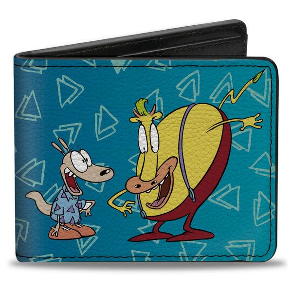 Buckle-Down Bi-Fold Wallet - Rocko's Modern Life Rocko & Heffer 2-Poses Blues White