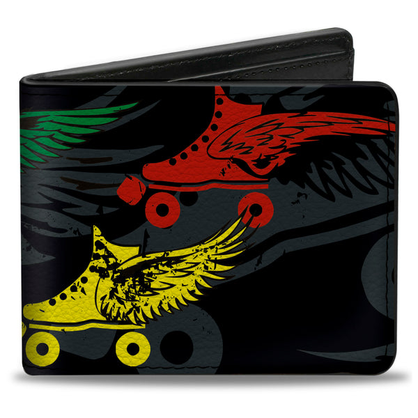 Buckle-Down Bi-Fold Wallet - Roller Skates Black Gray Multi Color