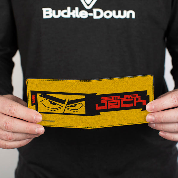 Buckle-Down Bi-Fold Wallet - SAMURAI JACK Title Logo And Eyes Block Yellow/Black/Red