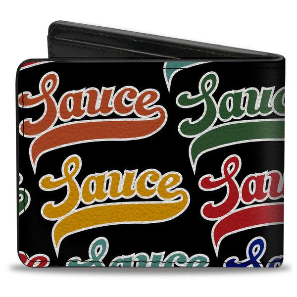 Buckle-Down Bi-Fold Wallet - SAUCE Baseball Script Black/Multi Color
