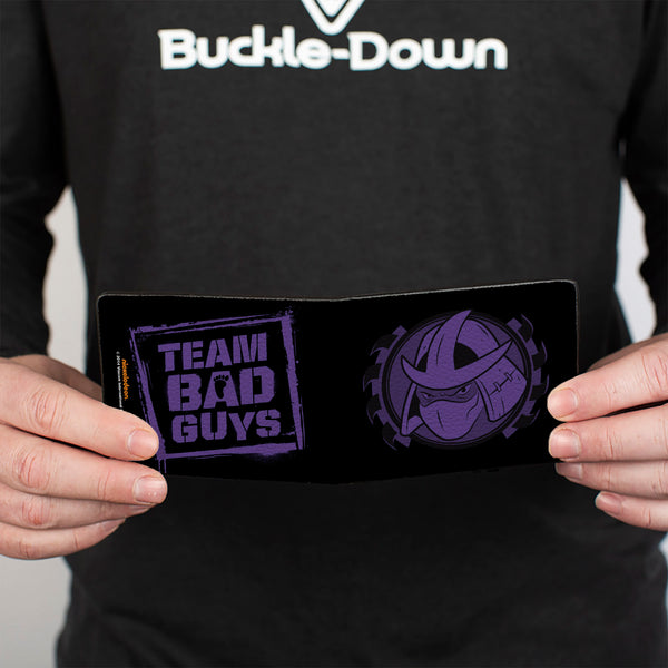 Buckle-Down Bi-Fold Wallet - Shredder Face + TEAM BAD GUYS Black Purple