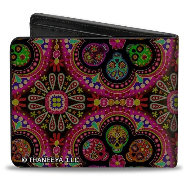 Buckle-Down Bi-Fold Wallet - Six Sugar Skulls Multi Color