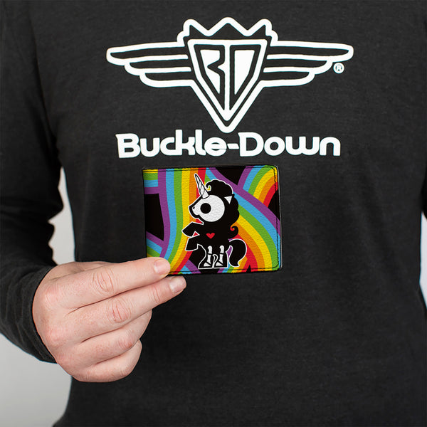 Buckle-Down Bi-Fold Wallet - SKELANIMALS Bonita The Unicorn Pose And Title Logo Rainbows