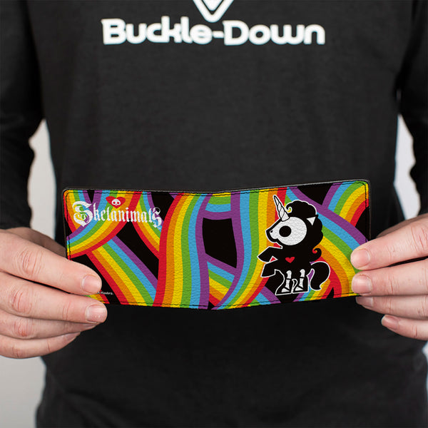 Buckle-Down Bi-Fold Wallet - SKELANIMALS Bonita The Unicorn Pose And Title Logo Rainbows