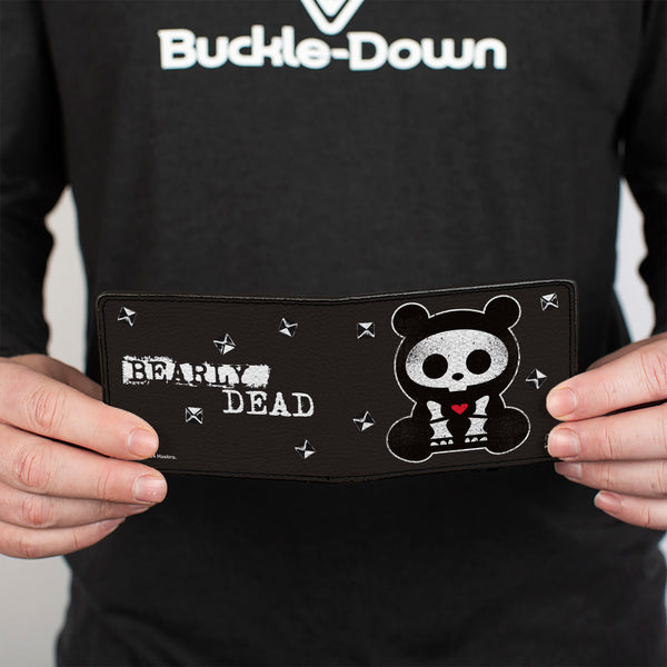 Buckle-Down Bi-Fold Wallet - Skelanimals Chungkee The Panda BEARLY DEAD Pose Black/White
