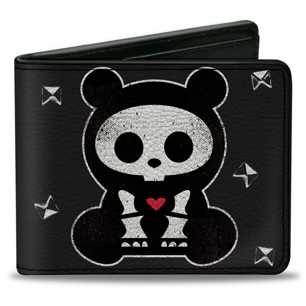 Buckle-Down Bi-Fold Wallet - Skelanimals Chungkee the Panda BEARLY DEAD Pose Black/White