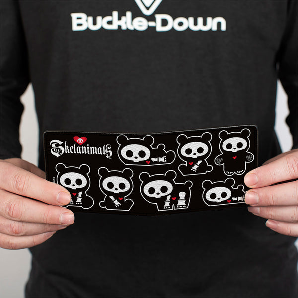 Buckle-Down Bi-Fold Wallet - SKELANIMALS Chungkee The Panda Poses And Title Logo Black/White