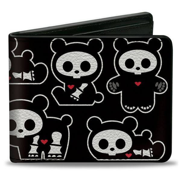 Buckle-Down Bi-Fold Wallet - SKELANIMALS Chungkee the Panda Poses and Title Logo Black/White