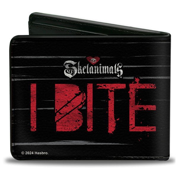 Buckle-Down Bi-Fold Wallet - Skelanimals Diego The Bat I BITE Pose Black/White/Red