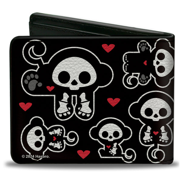 Buckle-Down Bi-Fold Wallet - SKELANIMALS Marcy The Monkey Poses And Title Logo Black/White