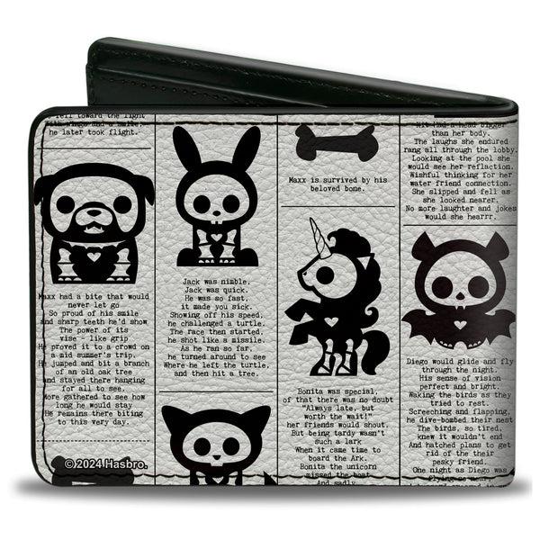 Buckle-Down Bi-Fold Wallet - Skelanimals Obituary Announcements White/White