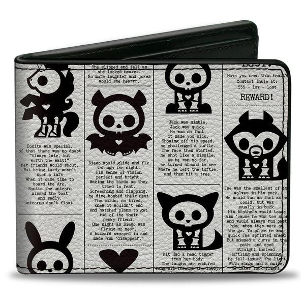 Buckle-Down Bi-Fold Wallet - Skelanimals Obituary Announcements White/White