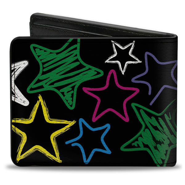 Buckle-Down Bi-Fold Wallet - Sketch Stars Black Multi Color
