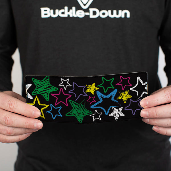 Buckle-Down Bi-Fold Wallet - Sketch Stars Black Multi Color