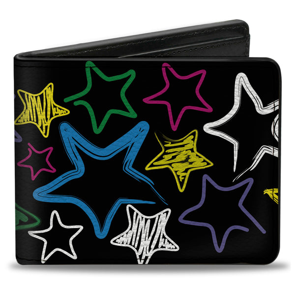 Buckle-Down Bi-Fold Wallet - Sketch Stars Black Multi Color