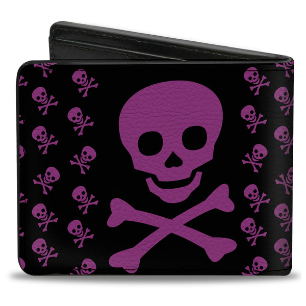 Buckle-Down Bi-Fold Wallet - Skull W Babies Black Fuchsia