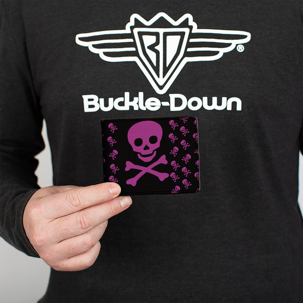 Buckle-Down Bi-Fold Wallet - Skull W Babies Black Fuchsia