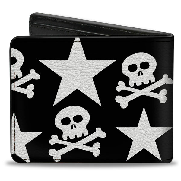 Buckle-Down Bi-Fold Wallet - Skulls & Stars Black White