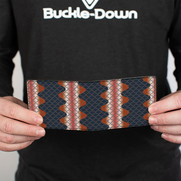 Buckle-Down Bi-Fold Wallet - Snake Death Adder Reds Grays