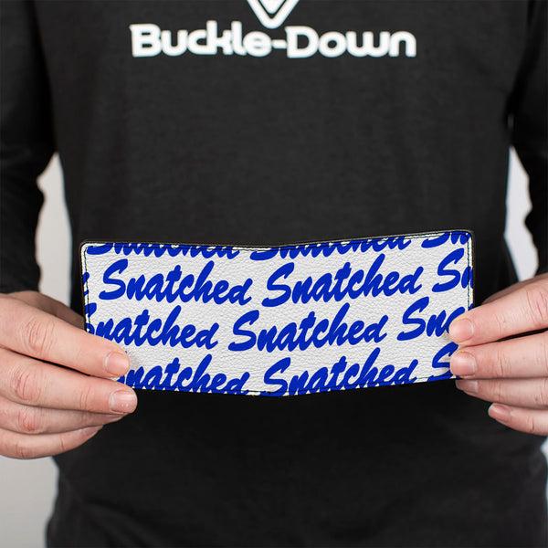 Buckle-Down Bi-Fold Wallet - SNATCHED Script White/Blue