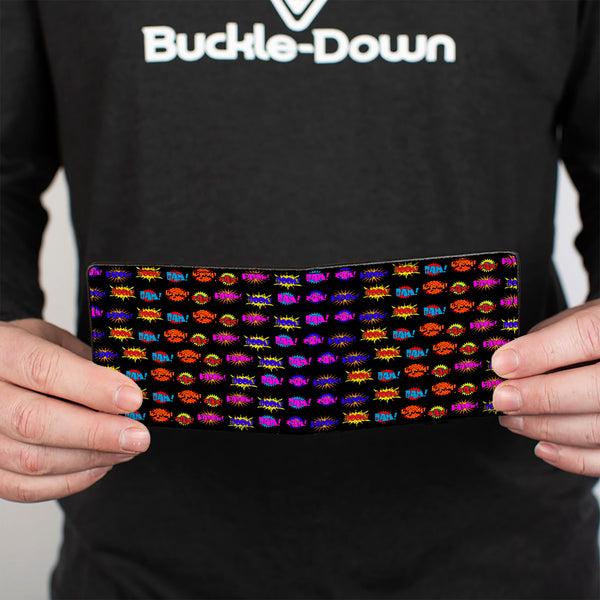 Buckle-Down Bi-Fold Wallet - Sound Effects Black Multi Color