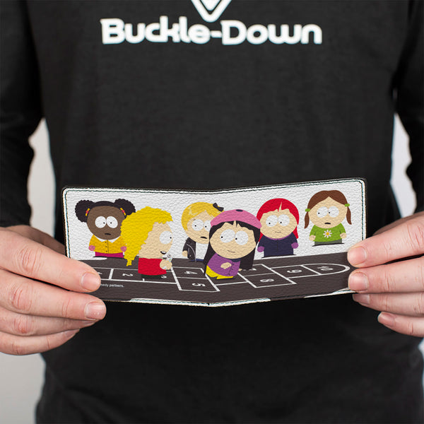 Buckle-Down Bi-Fold Wallet - South Park Bebe And Wendy Deep Learning Hopscotch Group Scene