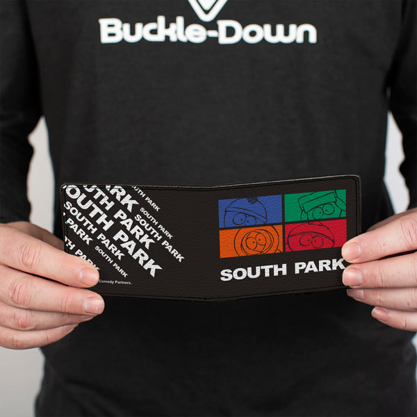 Buckle-Down Bi-Fold Wallet - SOUTH PARK Boys Face Blocks And Text Black/Multi Color