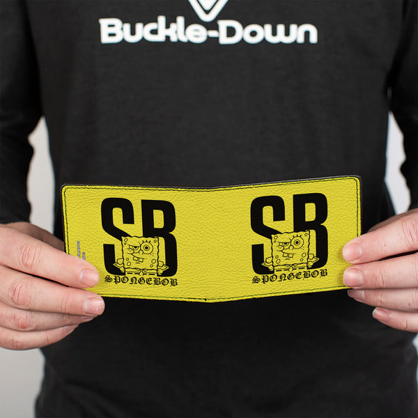 Buckle-Down Bi-Fold Wallet - SpongeBob SB Winking Pose Yellow/Black