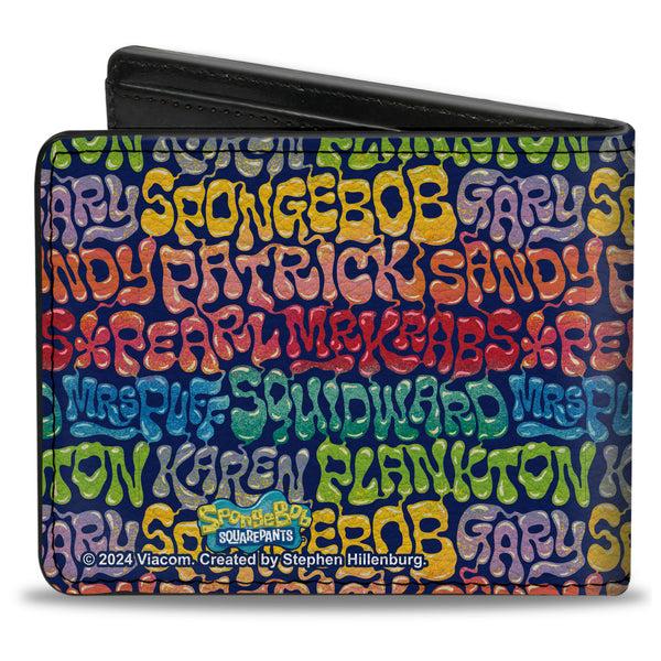 Buckle-Down Bi-Fold Wallet - SpongeBob SquarePants And Friends Names Collage Blue/Multi Color