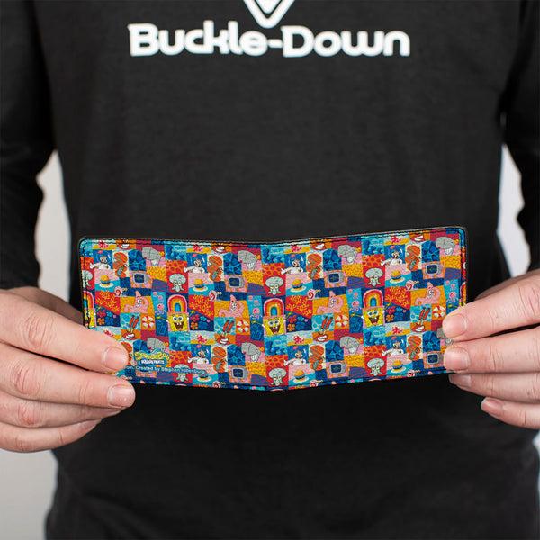 Buckle-Down Bi-Fold Wallet - SpongeBob SquarePants And Friends With Icons Blocks Multi Color