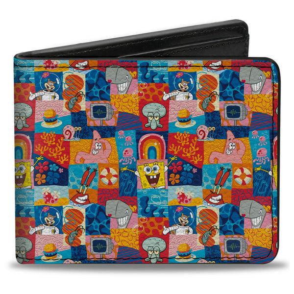 Buckle-Down Bi-Fold Wallet - SpongeBob SquarePants and Friends with Icons Blocks Multi Color