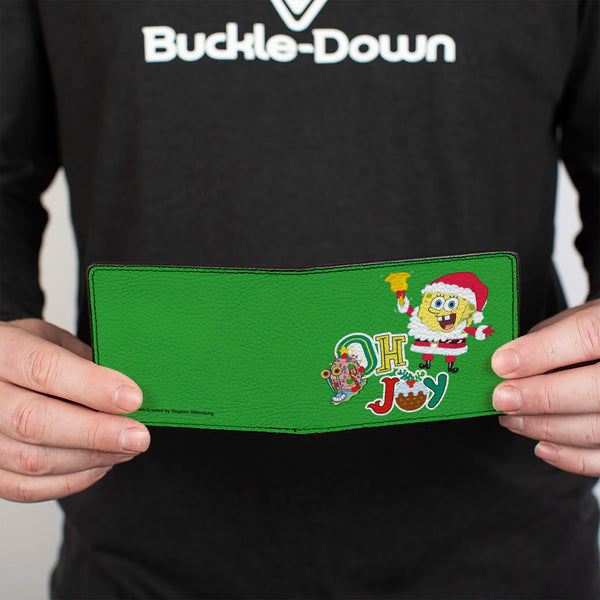 Buckle-Down Bi-Fold Wallet - SpongeBob SquarePants And Gary OH JOY Holiday Christmas Pose Green