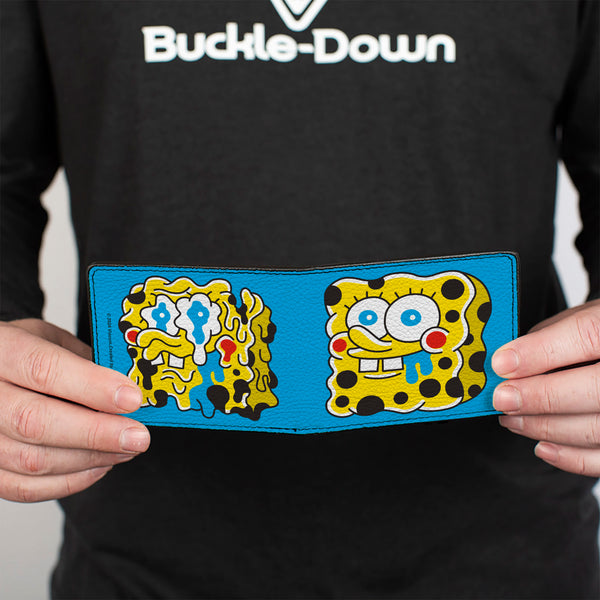 Buckle-Down Bi-Fold Wallet - SpongeBob SquarePants Drooling And Melting Faces Blue