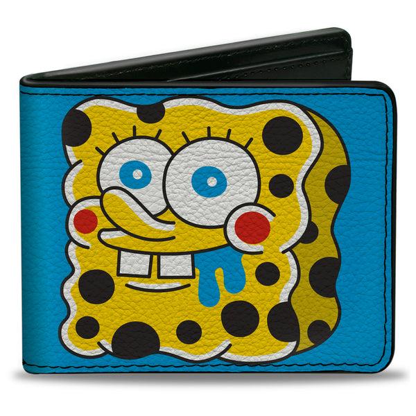 Buckle-Down Bi-Fold Wallet - SpongeBob SquarePants Drooling and Melting Faces Blue