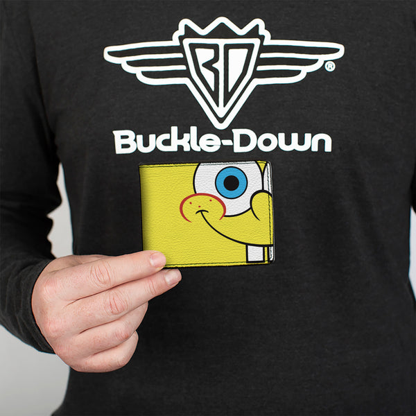Buckle-Down Bi-Fold Wallet - SpongeBob SquarePants Face And Tie Character Close-Up Blocks