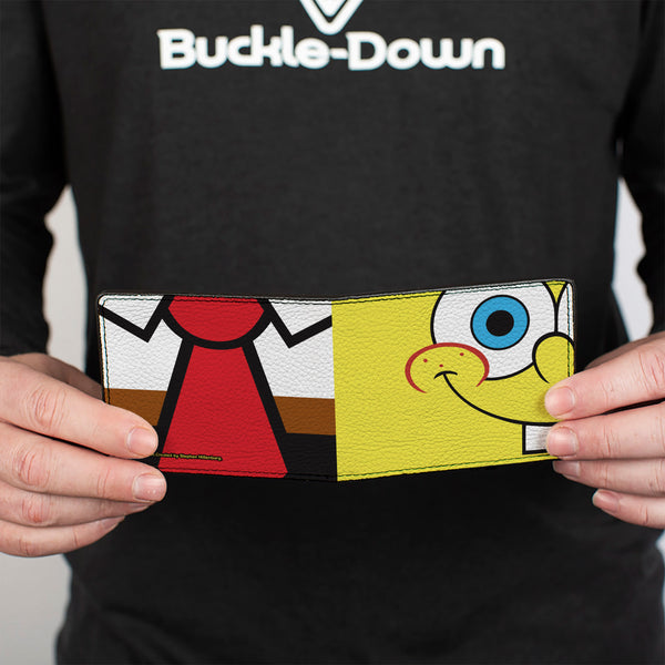 Buckle-Down Bi-Fold Wallet - SpongeBob SquarePants Face And Tie Character Close-Up Blocks