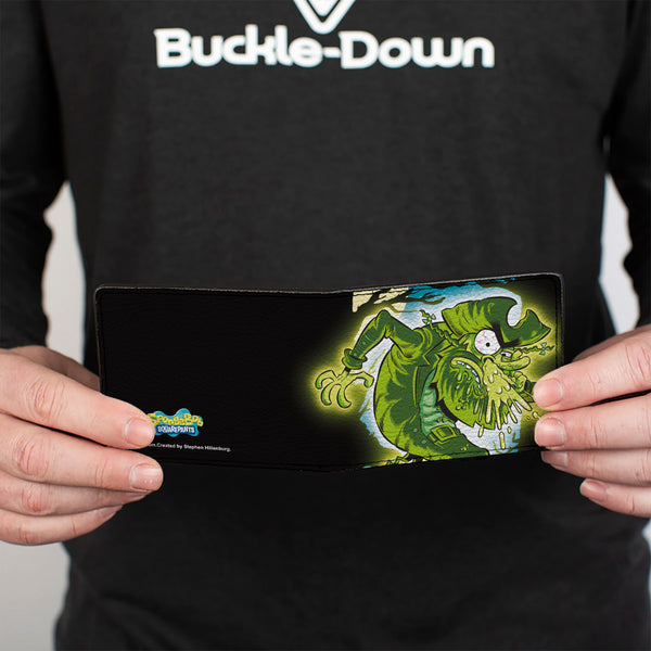 Buckle-Down Bi-Fold Wallet - SpongeBob SquarePants Flying Dutchman Snot Pose Black/Greens