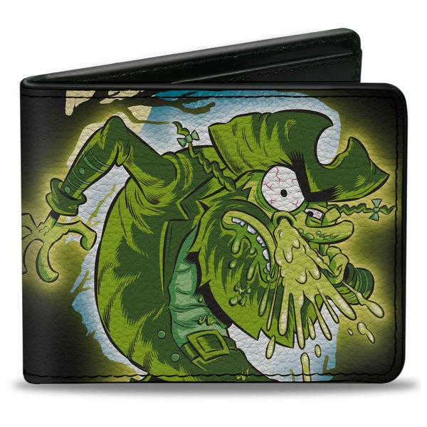 Buckle-Down Bi-Fold Wallet - SpongeBob SquarePants Flying Dutchman Snot Pose Black/Greens