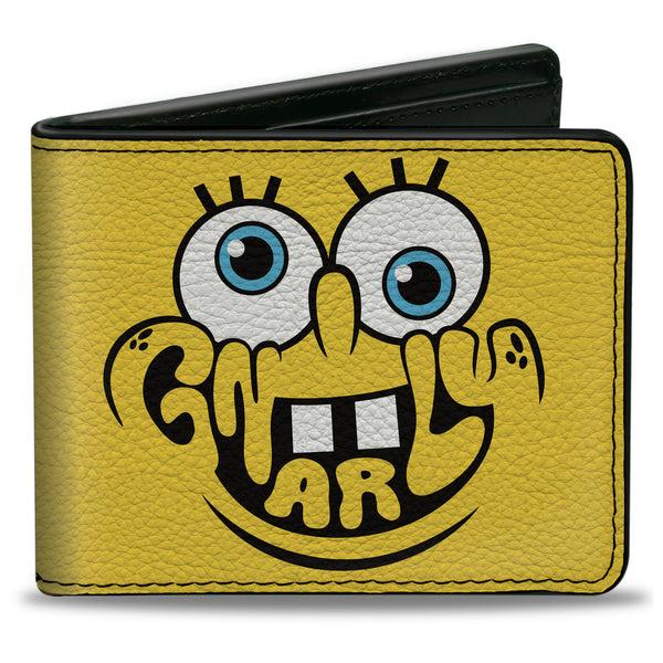 Buckle-Down Bi-Fold Wallet - SpongeBob SquarePants GNARLY Face and Japanese Text Yellow/Black