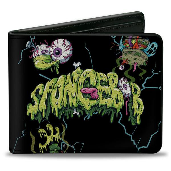 Buckle-Down Bi-Fold Wallet - SpongeBob SquarePants Halloween Slime Icons Scattered Black
