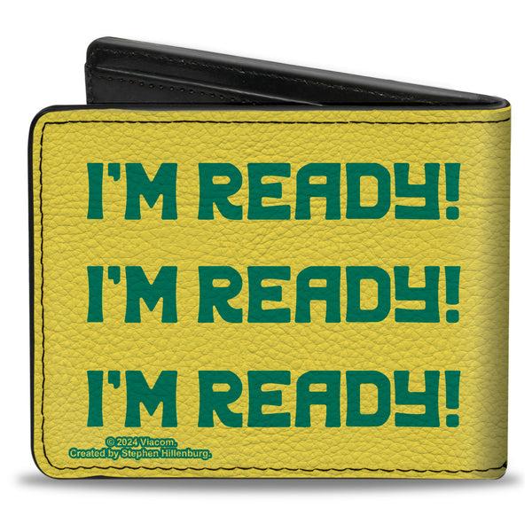 Buckle-Down Bi-Fold Wallet - SpongeBob SquarePants I'M READY Face Close-Up Yellow/Green